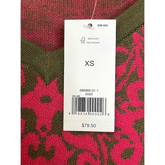 Banana Republic V-Neck Sweater Women’s XS Pink & Green Cozy Comfy Fall - Picture 12 of 13